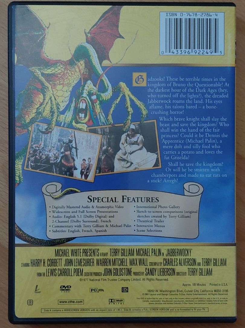 Tutti i DVDs: Monty Python - Jabberwocky - 1977 - USA DVD Englisch – Usato da Aurigeno venduto da AnnaM46 1