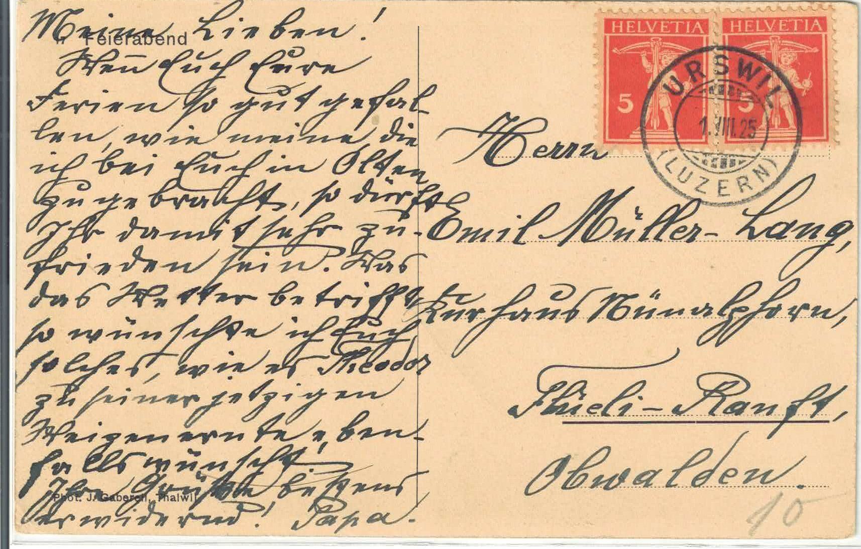 Cartoline postali: Feierabend - Alter Mann auf Treppe - Urswil LU – Usato da Ettingen venduto da Kartenplanet 1