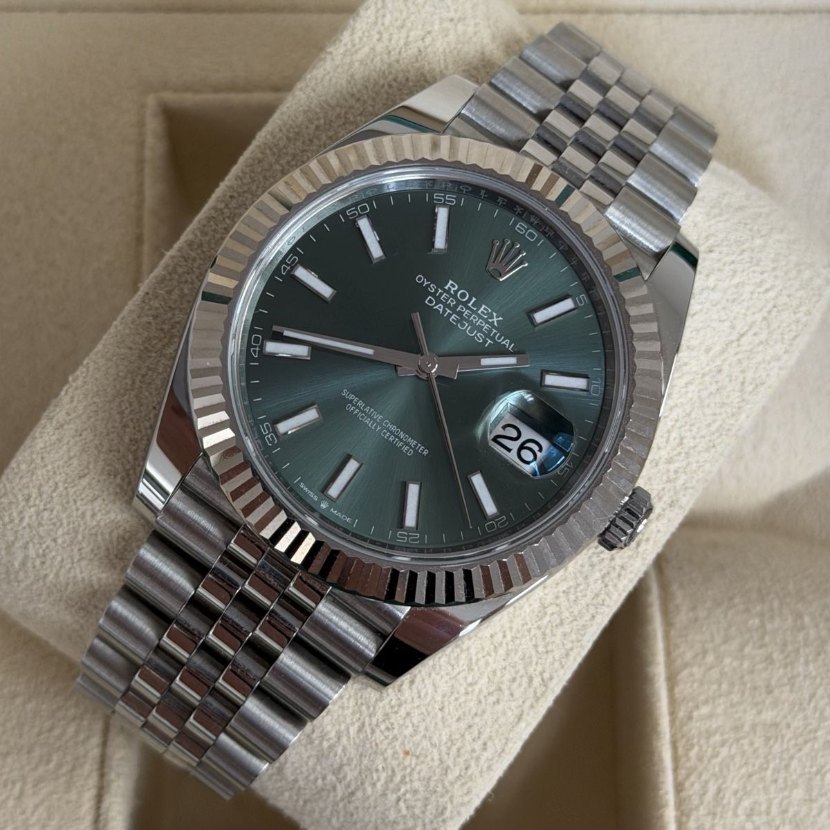 Rolex Orologi: Rolex Datejust 41 Mint Green 2023 – Usato da Zizers venduto da Taktgeber