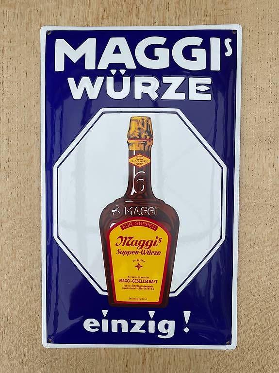 Maggi Insegne: Emailschild, Maggi's Würze einzig! Zustand: TOP – Usato da Rüfenacht BE venduto da look_us