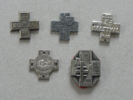 5 Sport Abzeichen Brosche Balsthal SO von Jahr 1916 - 1958