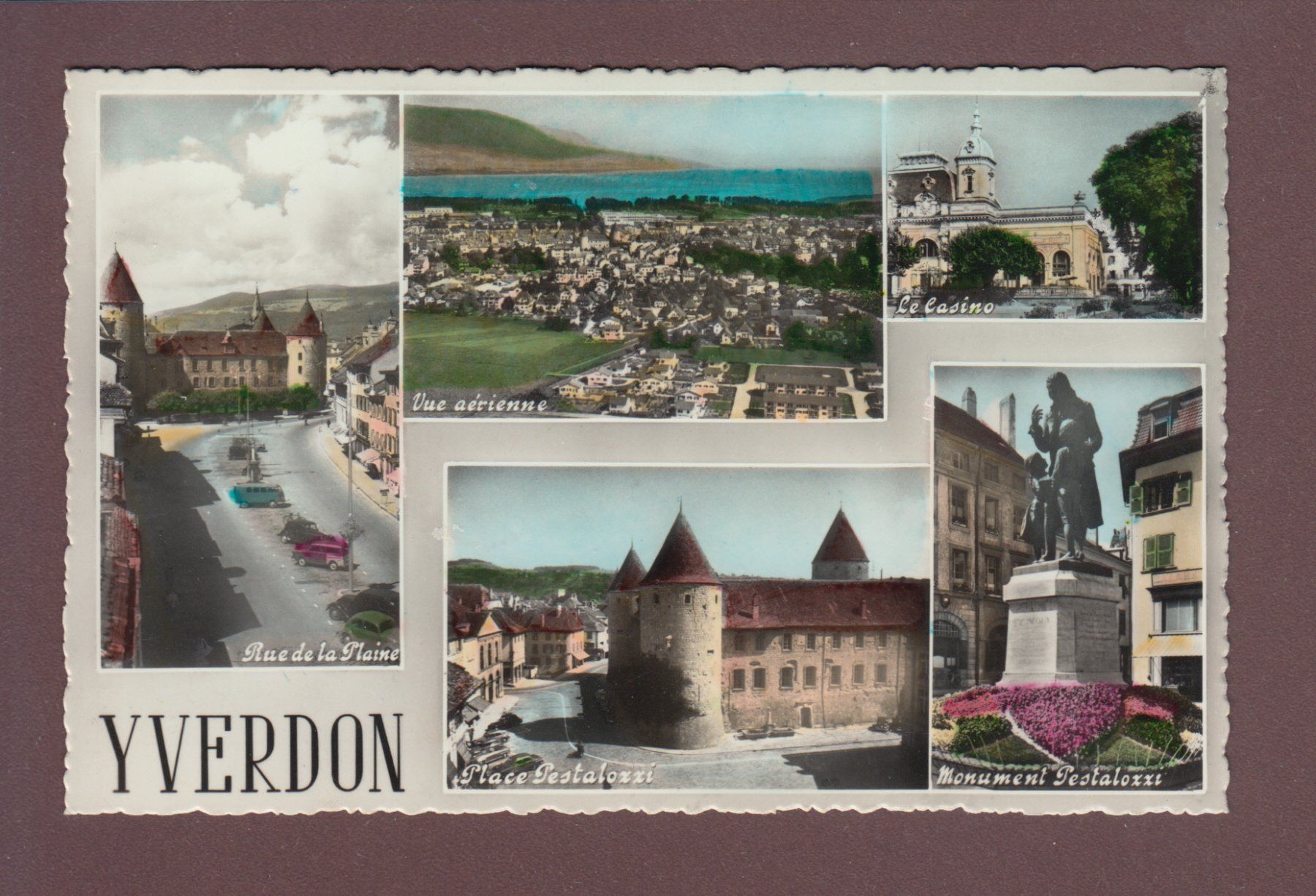 Cartoline postali: YVERDON - 5 images - 1958 – Usato da Pully venduto da nicecards