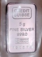 5 Gramm Credit Suisse Silberbarren 999.0