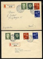 1944, J109-112, 2 R-Briefe, davon 1x Tag d. Briefm. (15759)