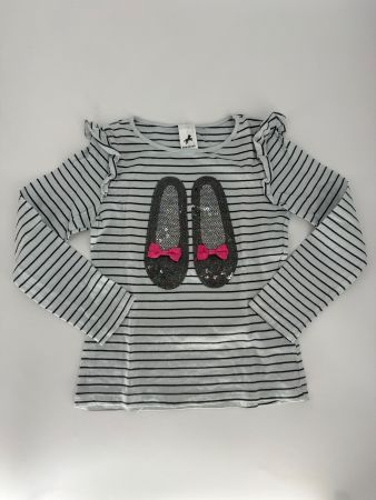 Langarm Shirt Gr. 122 gestreift, mit Pailletten von C&A