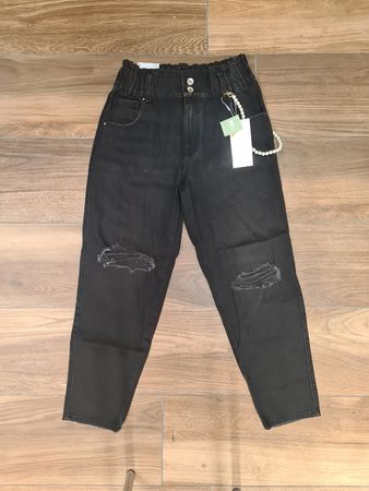 ONLY Schwarze Damen Jeans mit Perlenkette Gr. 28/32
