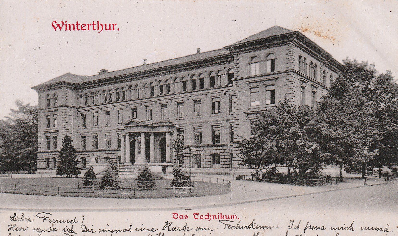 Cartoline postali: Ansichtskarte Winterthur Technikum gelaufen 1904 – Usato da Rupperswil venduto da Ema10
