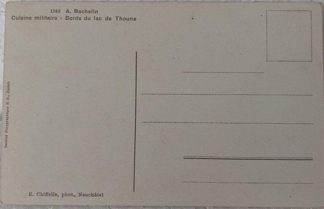 Cartoline postali: THUN - Bords du lac - Cuisine militaire - A. Bachelin – Usato da Delémont venduto da Domdom1 1