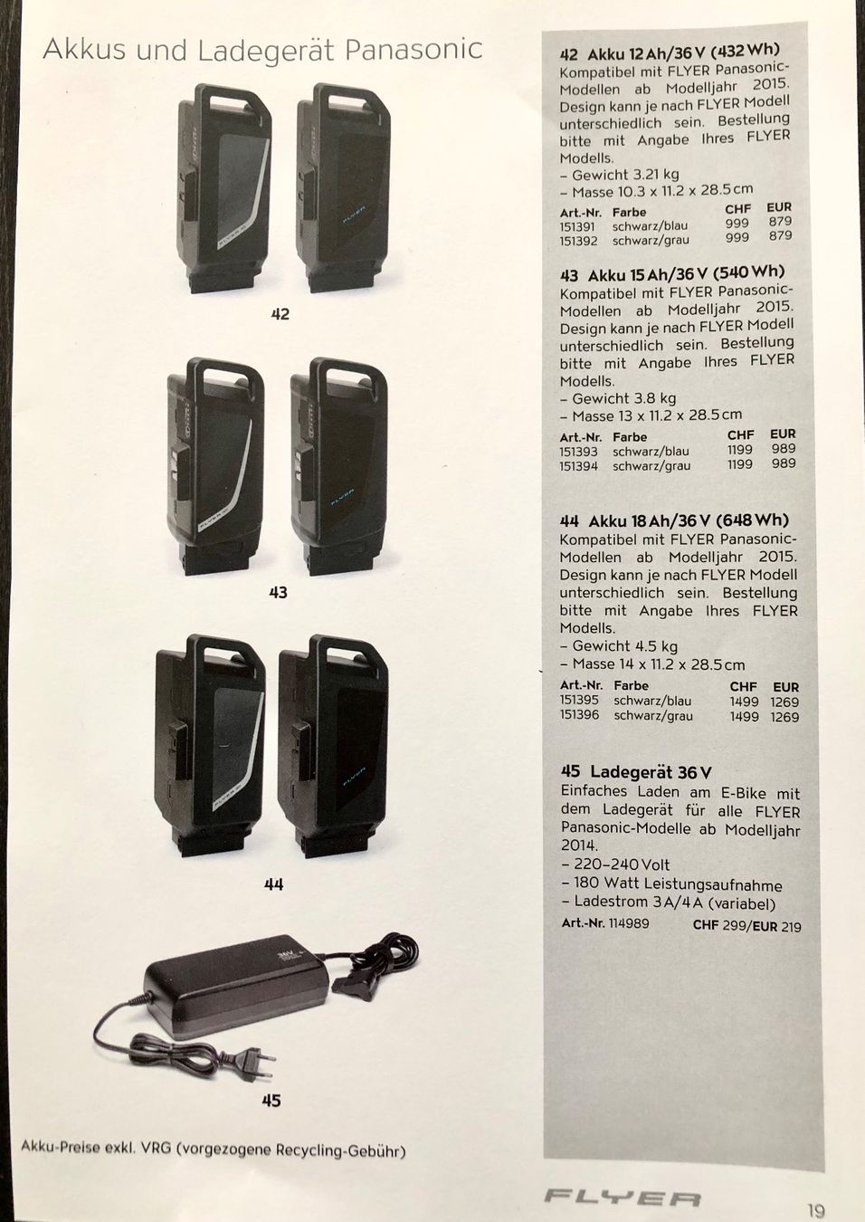 Panasonic Chargeurs: Flyer E-Bike Ladegerät 36V - ab MJ 2014 – Neuf (Voir description) à Schliern b.Köniz par mar_9h9p