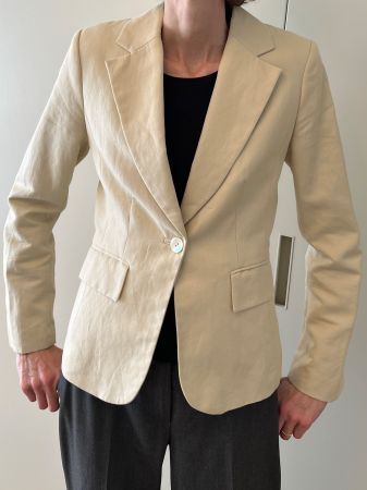 Damen Leinen Blazer, Beige, Gr. 36