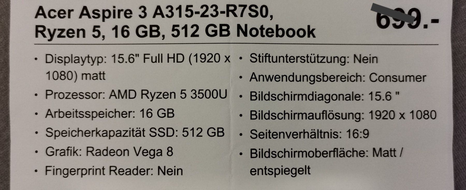 Acer Notebook: Acer Aspire 3 Notebook – Nuovo (secondo la descrizione) da St.Gallen venduto da tharuna 1