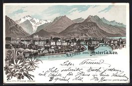 Lithographie Interlaken, Teilansicht