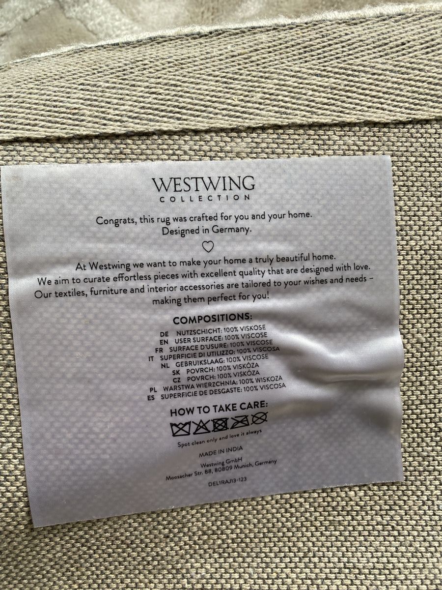 Westwing Tappeti: Westwing Teppich, Viskose, cremeweiss – Usato da Zürich venduto da Dela05 1