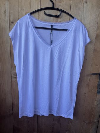 T-Shirt Damen Chicorée weiss Grösse XL mit Spitze neu