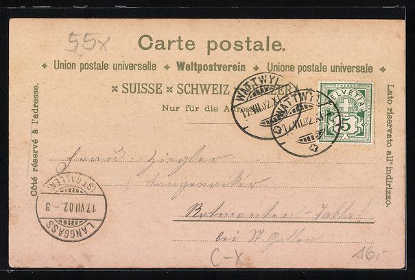 Ansichtskarten: Litho Wattwyl, Ortsansicht aus der Vogel – Gebraucht aus Berlin von bartko-reher 1