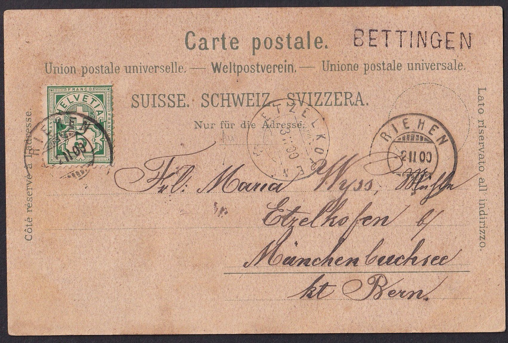 Cartoline postali: Bettingen farbige Lithografie 2 Bilder – Usato da Olten venduto da clotaldi 1
