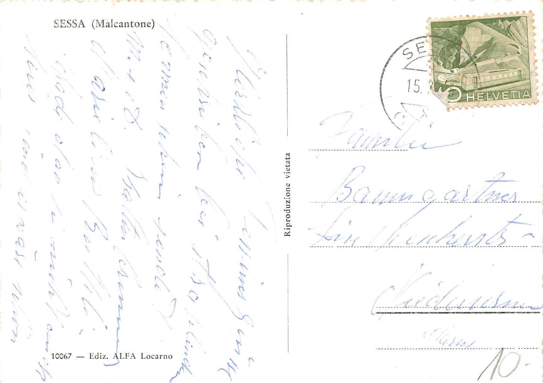 Cartoline postali: Sessa (TI)Malcantone G – Usato da Biasca venduto da Blenio71 1