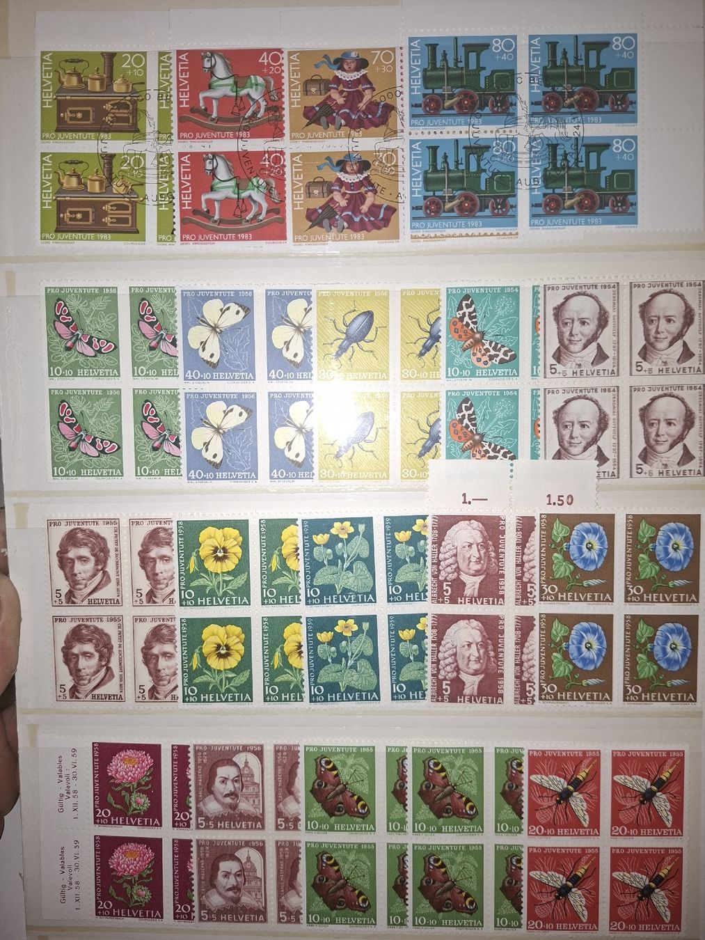 Tutti i francobolli: Lot 4er Blöcke div. Pro Patria / Werbemarken – Usato da Balgach venduto da SIMEON27