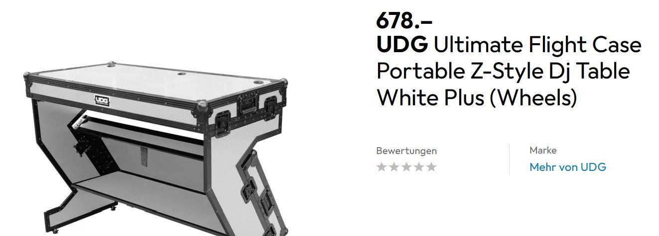 Tische: UDG Ultimate Flight Case Portable Z-Style Dj Table White – Neu (gemäss Beschreibung) aus Hergiswil NW von SF69
