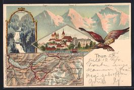 Litho Thun /Berner Oberland, Landkarte, 