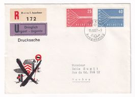 1957 gelaufener FDC Recom Urgent, Bern - Genéve, SBK Fr. 110
