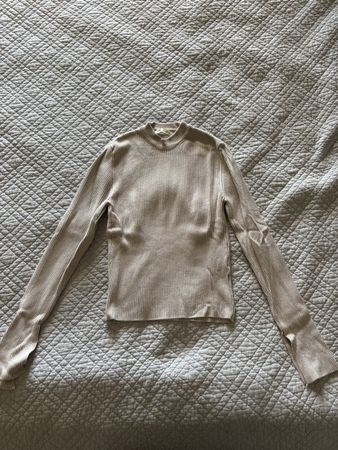 Pull beige côtelé