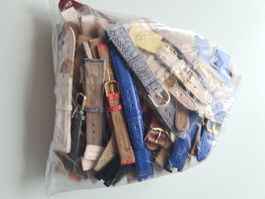 Uhrenbänder Sack mit 40 Stück aus Echtleder / Uhrenband lot