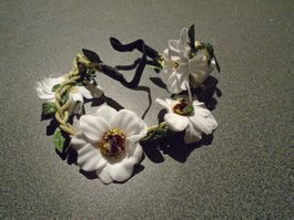 Stirnband Blumen, weiss/gross