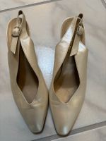 Elegante Lederslingpumps, Gr. 41, champagnerfarben, Top!