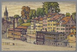 ZÜRICH SCHIPFE +  ST. PETER, SCHÖNE KÜNSTLER-LITO, SCHLATTER