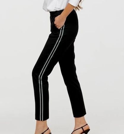 Alexander McQueen Black Trousers White Stripe Piping Pants