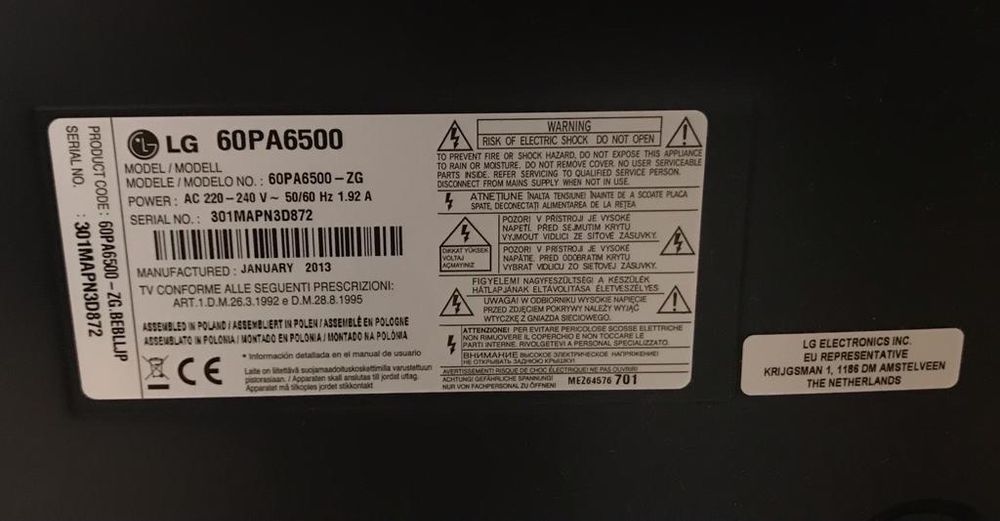 Fernseher Full HD Plasma TV LG 60PA6500ZG leicht beschädigt Kaufen