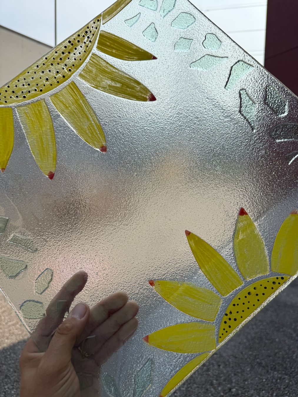 Piatti di portata: Glasplatte 40 x 38,5 cm große handbemalt – Usato da Vacallo venduto da cri_229f 2