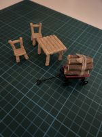 Wichtel Tisch, Stühle und Leiterwagen