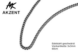 AKZENT Vierkantkette Edelstahl 60cm 3mm geschwärzt