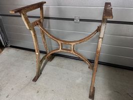 ANTIKES METALL TISCH UNTERGESTELL MIT TOP PATINA INDUSTRIE