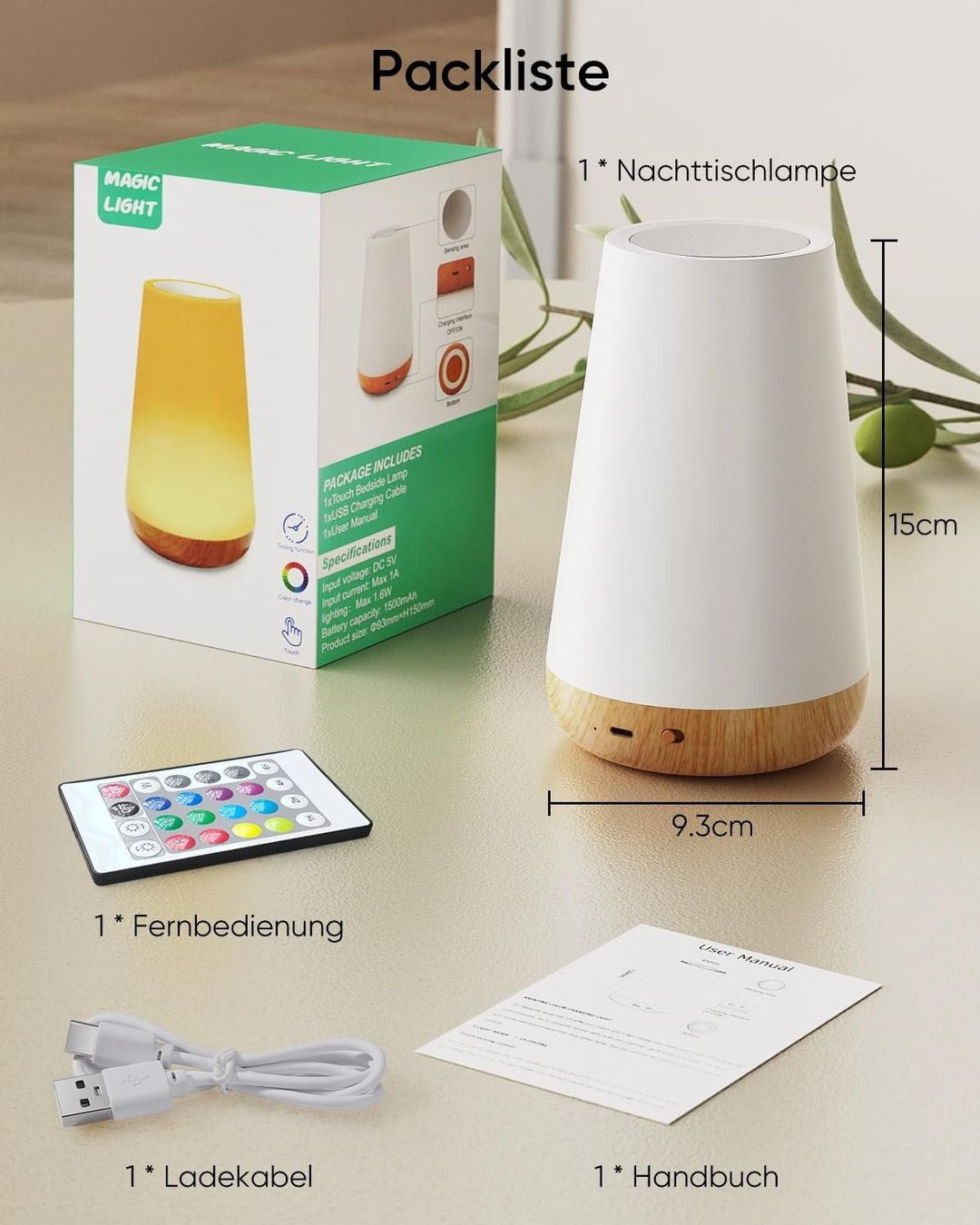 Lampade: Nachttischlampe LED Touch Dimmbar mit 13 Farben – Nuovo e nell'imballaggio originale da Châtelaine venduto da topshop.switzerland 9