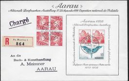 1938 Brief AARAU Block W11 + Zusatzfrankat. speziell ab 1.-