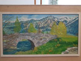 G. Münger (1962) – Grosses Ölgemälde "Bei Ragaz" (81x50 cm)
