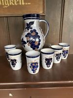 Keramik Weinkrug mit 6 Bechern Original Lerchen 1.5 Liter