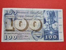 100 Fr Banknote, 18. Dezember 1958, vorzüglich, gefaltet