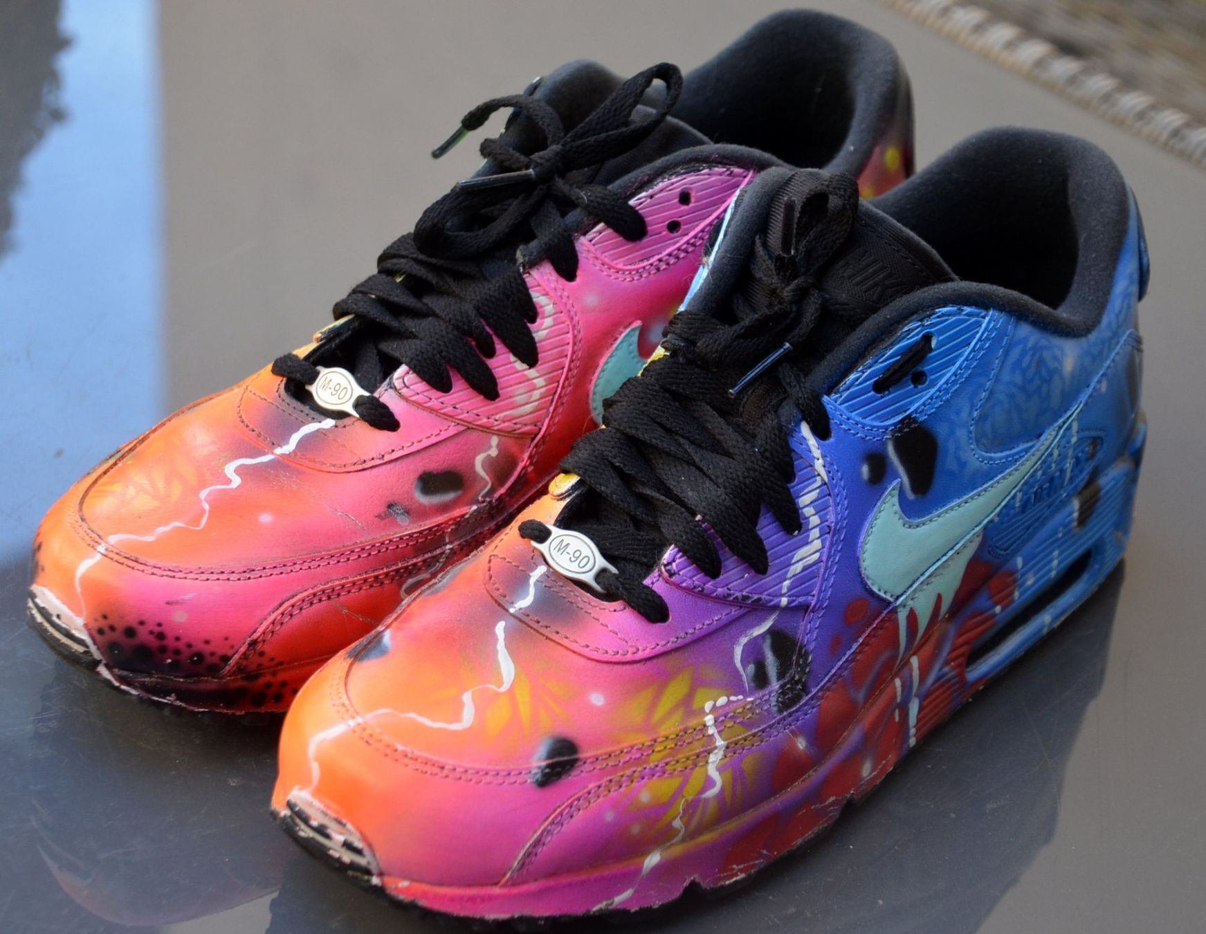 Nike Scarpe da uomo: Nike Air Max 90 Blue Galaxy Painted Custom 44.5 – Usato da Collonges venduto da arashee 5