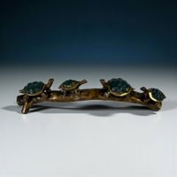 Bronze Schildkrötenfamilie auf Ast 28 cm – Feng Shui Asien