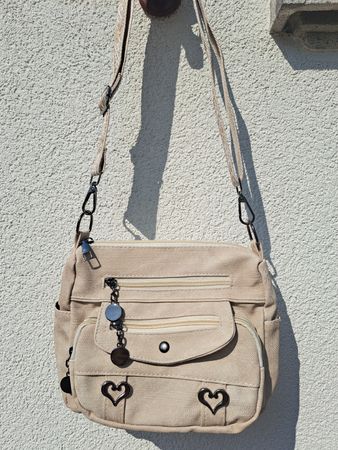 Neue kleine Umhängetasche Beige Stoff 