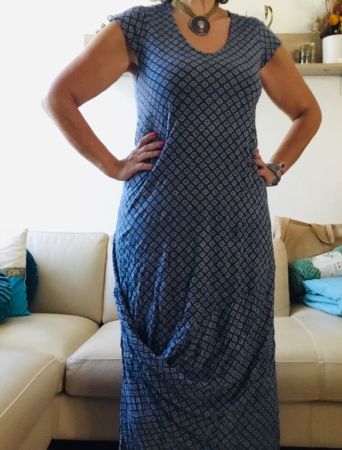 Spéciale robe bleu blanc LAUREN VIDAL, asymétrique, t. S