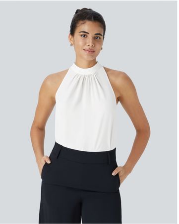 Blusen-Top mit Neckholder weiss Grösse M