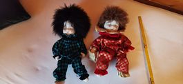 2er-Set Vintage Harlekin / Clown Puppen  80er/90er Deko
