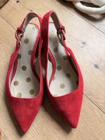 Boden Red Suede Slingback Block Heels, Size 37 EU Nice!