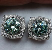 Boucles d'oreille argent avec moissanites 2 ct certifié GRA
