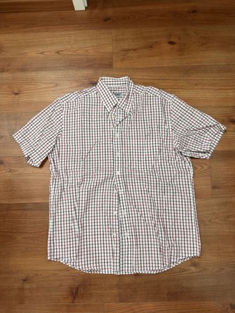 Einhorn Herren Hemd Kurzarm Kariert Weiss Rot 41